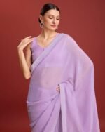 Women's Dazzling Divinity Crush Organza Saree Swarovski Stone Work Comes With Unstitched Blouse Piece - Image 3