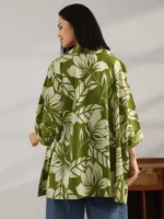 Green Printed Cotton Straight Short Kurti - Image 3