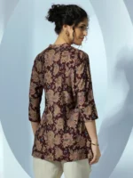 Maroon Printed Silk Blend Straight Kurti - Image 3