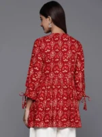 Maroon Printed Rayon A-Line Short Kurti - Image 3